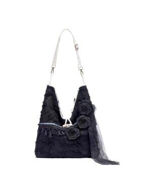 Boho Hobo Handbag Embroidered Guitar Strap Crossbody Purse Fringe Tassel